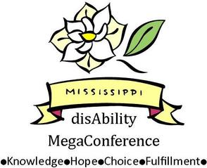 Mississippi Disability MEGAConference logo with magnolia and subtitle: Knowledge, Hope, Choice, Fulfillment