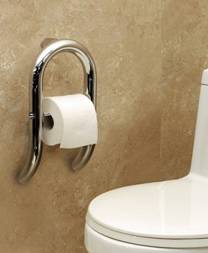 Toilet Roll Holder with Integrated Handrail